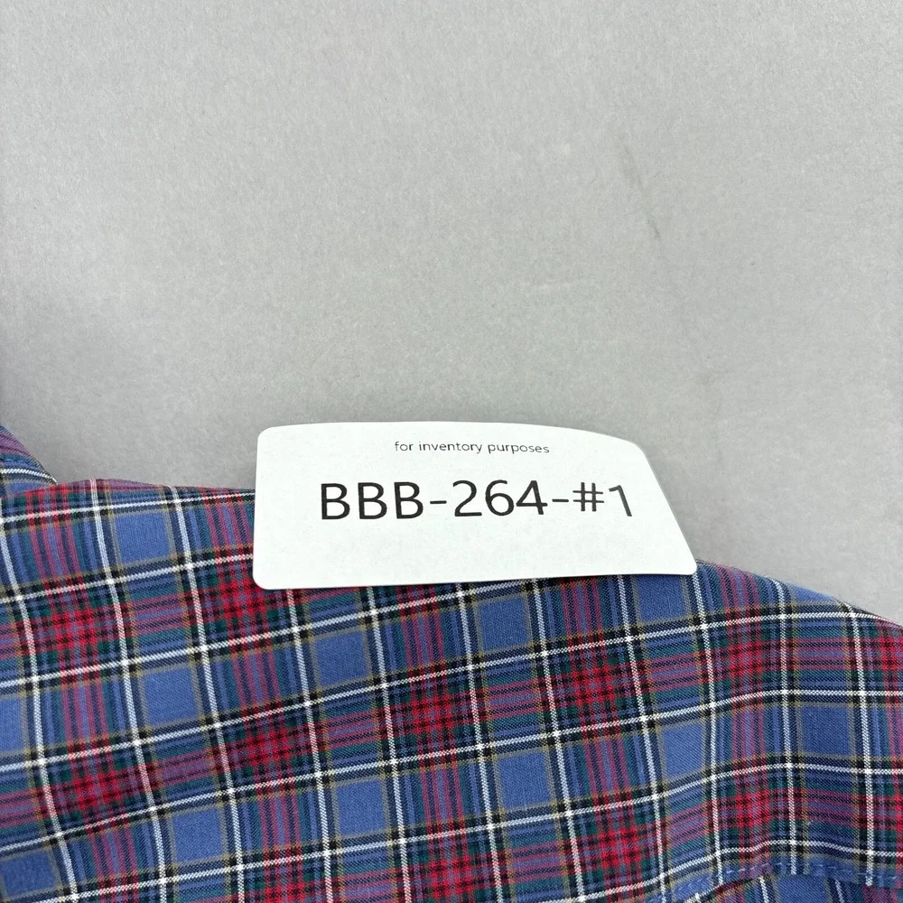 Ralph Lauren Shirt Mens Large Blue Red Plaid Button Up Tartan Cotton‎ Stretch